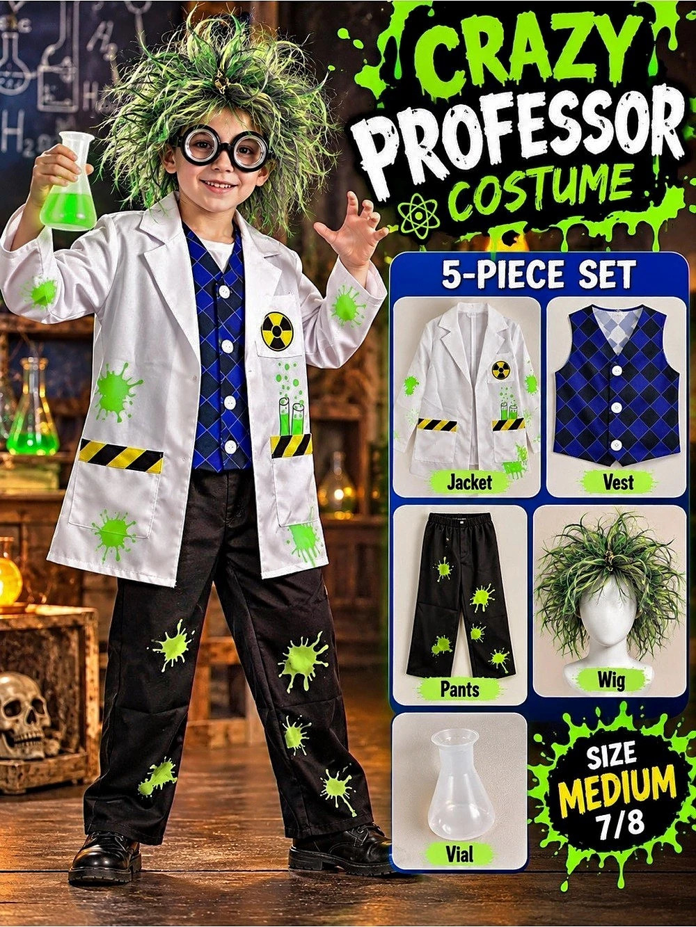 Rubies Crazy Professor Costume Boys Medium (7/8) 5-Piece Costume